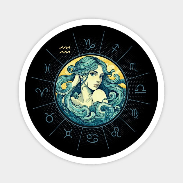 ZODIAC Aquarius - Astrological AQUARIUS - AQUARIUS - ZODIAC sign - Van Gogh style - 12 Magnet by ArtProjectShop